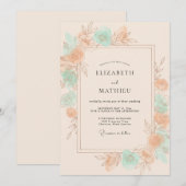Abrikoos Mint Romantische Lente Bruiloft Kaart (Voorkant / Achterkant)