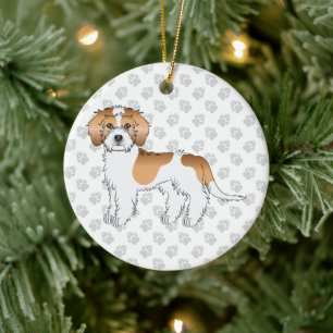Abrikoos Parti-kleur Mini Goldendoodle Hond Keramisch Ornament