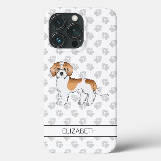 Abrikoos Parti-kleur Mini Goldendoodle Hond & Naam Case-Mate iPhone Case (Achterkant)