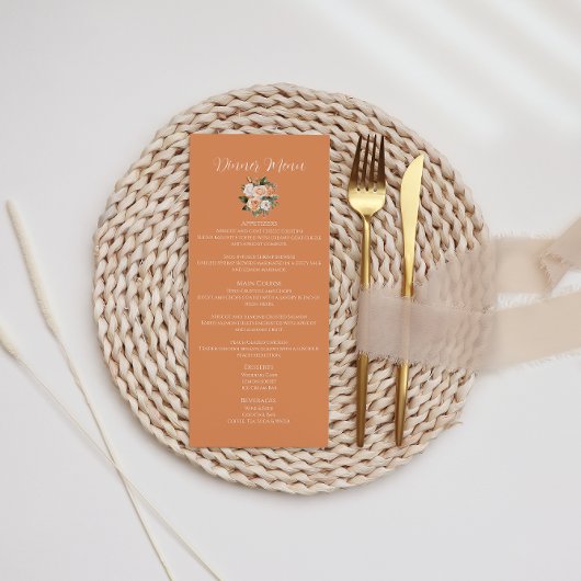 Abrikoos Perzik Bloemige Trouwmenu Menu
