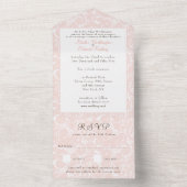 Abrikoos Perzik Kantwerk Paisley Trouw-Huwelijk RS All In One Uitnodiging (Binnen)