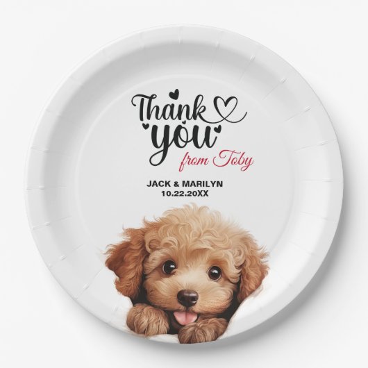 Abrikoos Poedel Bruiloft Dank u Papieren Bordje (Voorkant)