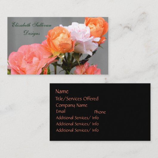 Abrikoos Roos Floral Beauty Design Persoonlijk Visitekaartje (Voorkant / Achterkant)