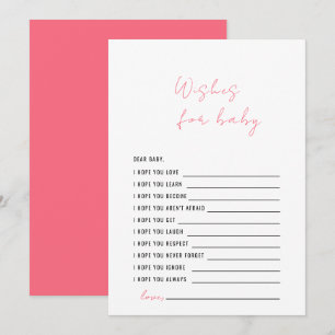 Abrikoos Roze Baby shower Wensen voor de Baby Kaart