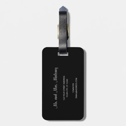 Abrikoos Rozen Glitter Gold Bagagelabel (Achterkant verticaal)