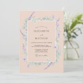 Abrikoos Sering Tak Eucalyptus Bruiloft Kaart (Staand voorkant)