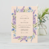 Abrikoos Sering Wilde Bloemen Bruiloft Kaart (Staand voorkant)