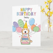 Abrikoos Tuxedo Cockapoo Cavapoo Hond Gelukkige Ve Kaart (Gele Bloem)
