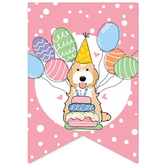 Abrikoos Tuxedo Cockapoo Cavapoo Hond Verjaardagsf Vlaggetjes (Eerste vlag)