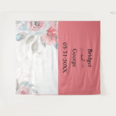 abrikoos waterverf abstracte pioen roos bruiloft wandkleed (Voorkant (horizontaal))