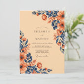 Abrikoos Weelderige Botanische Bruiloft Kaart (Staand voorkant)