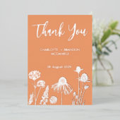 Abrikoos Wildbloemen Bruiloft Dank u Goud Folie Uitnodiging (Staand Voorkant)