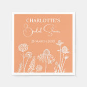 Abrikoos Wildbloemen Schetst Bloemen Vrijgezellenf Servet (Voorkant)