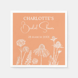 Abrikoos Wildbloemen Schetst Bloemen Vrijgezellenf Servet