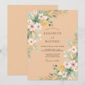 Abrikoos Wilde Bloemen Bruiloft Kaart (Voorkant / Achterkant)