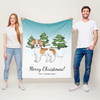Abrikoos & Witte Mini Goldendoodle Winterbos Fleece Deken