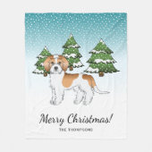Abrikoos & Witte Mini Goldendoodle Winterbos Fleece Deken (Voorkant)