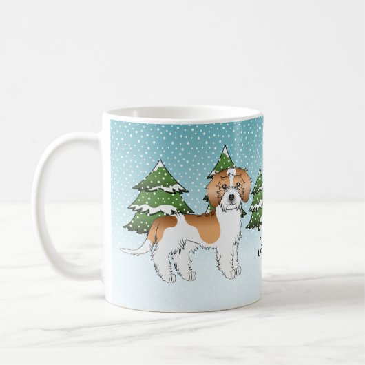 Abrikoos & Witte Mini Goldendoodle Winterbos Koffiemok (Links)