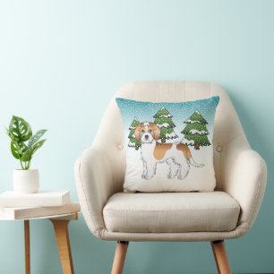 Abrikoos & Witte Mini Goldendoodle Winterbos Kussen