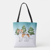 Abrikoos & Witte Mini Goldendoodle Winterbos Tote Bag (Achterkant)