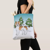 Abrikoos & Witte Mini Goldendoodle Winterbos Tote Bag (Dichtbij)