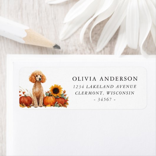 Abrikooskleurig Poodle Herfst Retouradres Etiket (Insitu)