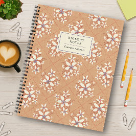 Abrikooskleurige bloemige boho gestructureerde stu notitieboek