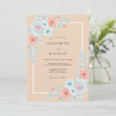 Abrikozen Aqua Waterverf Bruiloft Kaart (Staand voorkant)