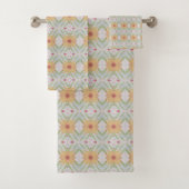 Abrikozen badhanddoek set met roze en groen bad handdoek (Insitu)