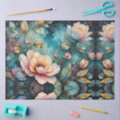 Abrikozen Bloem Tapijt op Teal Tissuepapier (Craft)