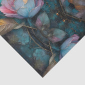 Abrikozen Bloem Tapijt op Teal Tissuepapier (Detail)