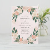 Abrikozen Crème Ranunculus Eucalyptus Bruiloft Kaart (Staand voorkant)