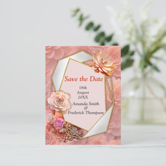 Abrikozen Crush Succulent Kleuren voor 2024 Aankondigingskaart (Staand voorkant)