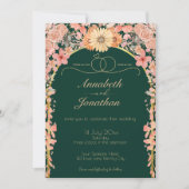Abrikozen Emerald Wildflower bruiloft uitnodiging (Voorkant)