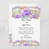 Abrikozen en plum Peonies Floral Wedding Invitatio Kaart (Voorkant / Achterkant)