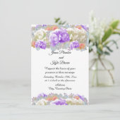 Abrikozen en plum Peonies Floral Wedding Invitatio Kaart (Staand voorkant)