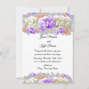 Abrikozen en plum Peonies Floral Wedding Invitatio Kaart