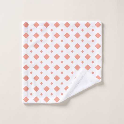 Abrikozen en wit diamantpatroon bad handdoek (Wasdoekje)