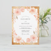 Abrikozen Goud Ranunculus Eucalyptus Bruiloft Kaart (Staand voorkant)