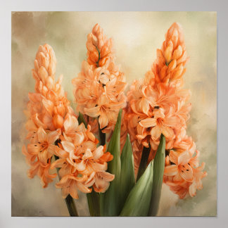 Abrikozen Hyacint Bloemenkunst Print Poster