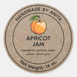 Abrikozen Jam Jelly Jar Label Kraft Papier Stijl