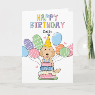Abrikozen Labradoodle Dog Happy Birthday Kaart