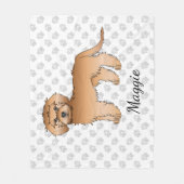 Abrikozen Mini Goldendoodle Cartoon Hond & Naam Fleece Deken (Voorkant)