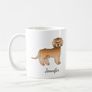 Abrikozen Mini Goldendoodle Cartoon Hond & Naam Koffiemok