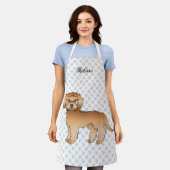 Abrikozen Mini Goldendoodle Cartoon Hond & Naam Schort (Gedragen)