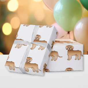 Abrikozen Mini Goldendoodle Cute Cartoon Hond Patr Cadeaupapier