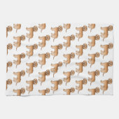 Abrikozen Mini Goldendoodle Cute Cartoon Hond Patr Theedoek (Horizontaal)