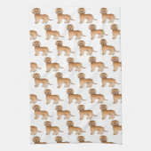 Abrikozen Mini Goldendoodle Cute Cartoon Hond Patr Theedoek (Verticaal)