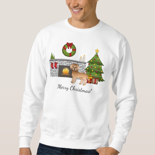 Abrikozen Mini Goldendoodle - Feestelijke Kerst Ka Trui (Voorkant)