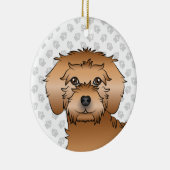 Abrikozen Mini Goldendoodle Mopshoofd Keramisch Ornament (Rechts)